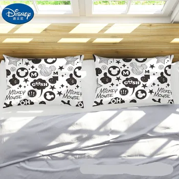 

Cute Mickey Mouse Pillow Case White Couple Lovers Gift Pillow Throw Pillowcases Home Bedroom Two Pair Pillows Bedding Set