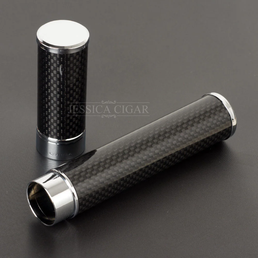 Black Carbon Fiber Cigar Tube Holder Hold 1 Cigar Travel Case Mini
