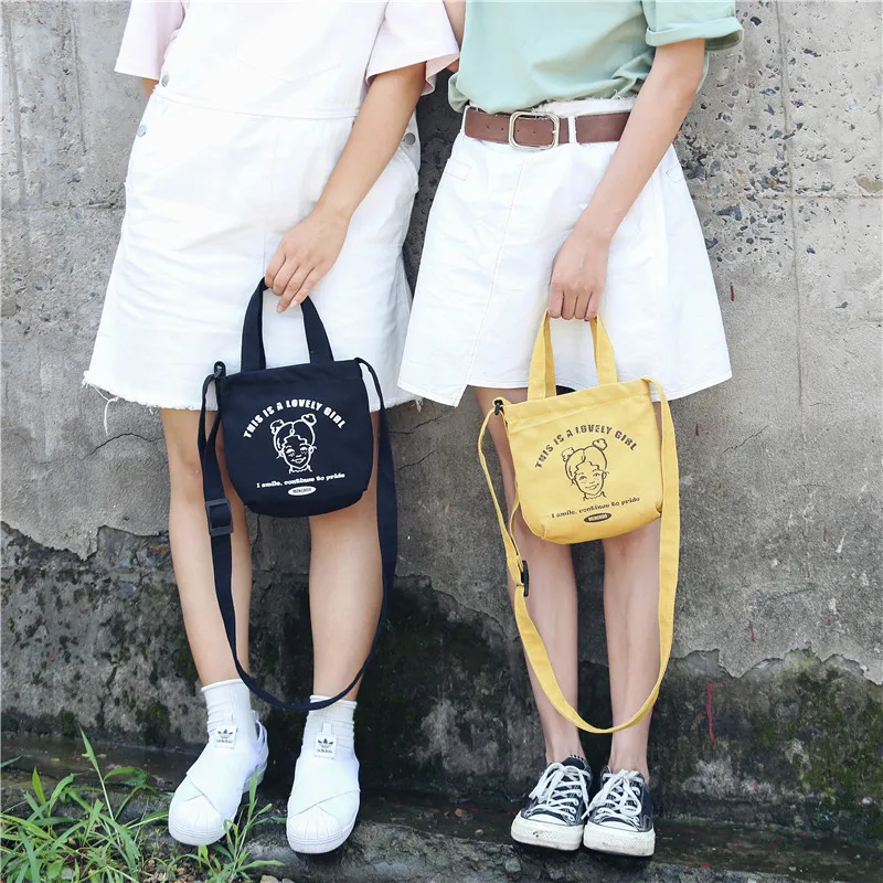 Menghuo 2018 New Canvas Casual Korean Shoulder Tote Bag Mini Single Messenger Crossbody Bags Women Bucket Female Bag Cute girlsG11A7275