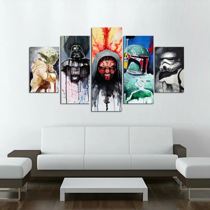 5 Pieces HD Print Movie Star Wars Character Poster Modern Home Wall Decor Canvas Art Painting On Picture Bedroom Frames | Дом и сад