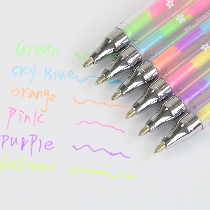 6 Pcs /lot, New Korean Stationery Cute Design Ink 6 Colors Highlighter