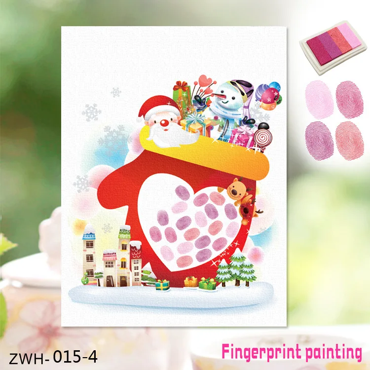 

Santa's Finger Creative Fingerprinting Canvas Wall Art Cuadros Decoracion Salon Oil Painting Wall Stickers Christmas Eve Gifts