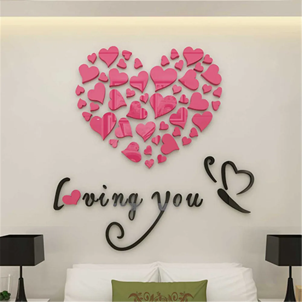 

KAKUDER Love Heart DIY Removable Vinyl Decal Art Mural Wall Stickers Home Room Decor Love loving you 3d wall stickers hot Jan18