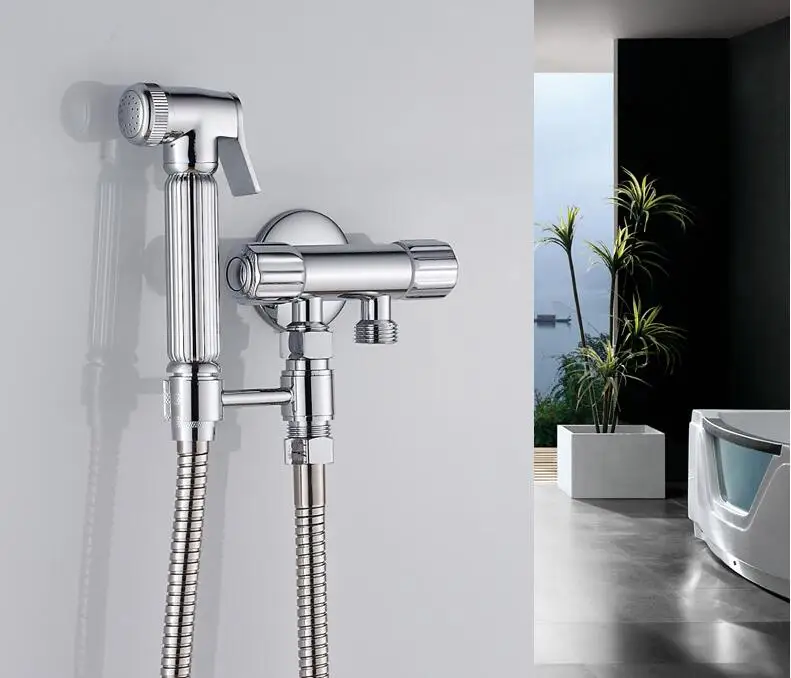 Brass chrome shattaf Women Hand held Bidet Shower set Mixer Portable