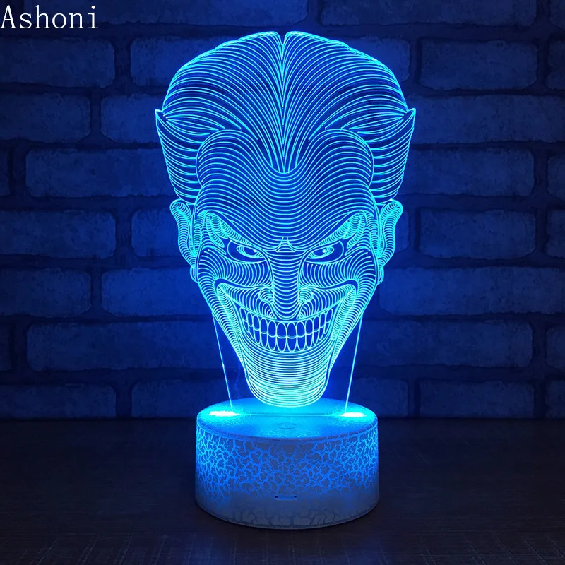 Настольная лампа 3D Joker с изменяемым настроением RGB 7 цветов вечерние настольные