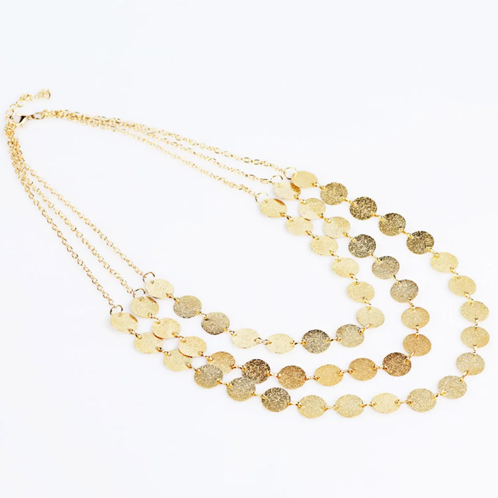 Gold Silver Coins Fashion Temperament Necklace Simple Multi storey Coin