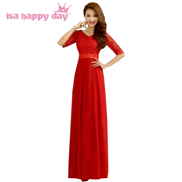 modest red bridesmaid dresses