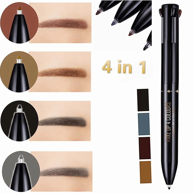 

Multifunctional Four-color One Automatic Rotating Eyebrow Pencil Liquid Tattoo Pen Sketch Durable Waterproof Facial Makeup