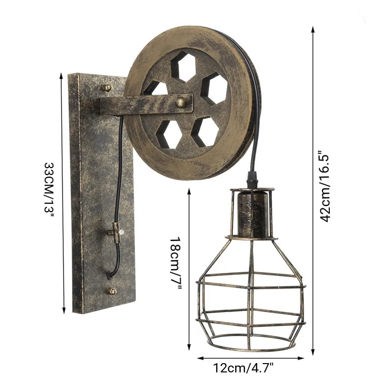 E27 светильники в стиле ретро светильники шкив настенный светильник подвесной светильник для кухни спальни гостиной настенный светильник бра