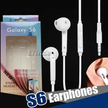 

100PCS/Lot For Galaxy S6 Earphone 3.5mm J5 Earbuds for Jack In-Ear earphones wired With Mic Volume Control + Retail Box Free DHL