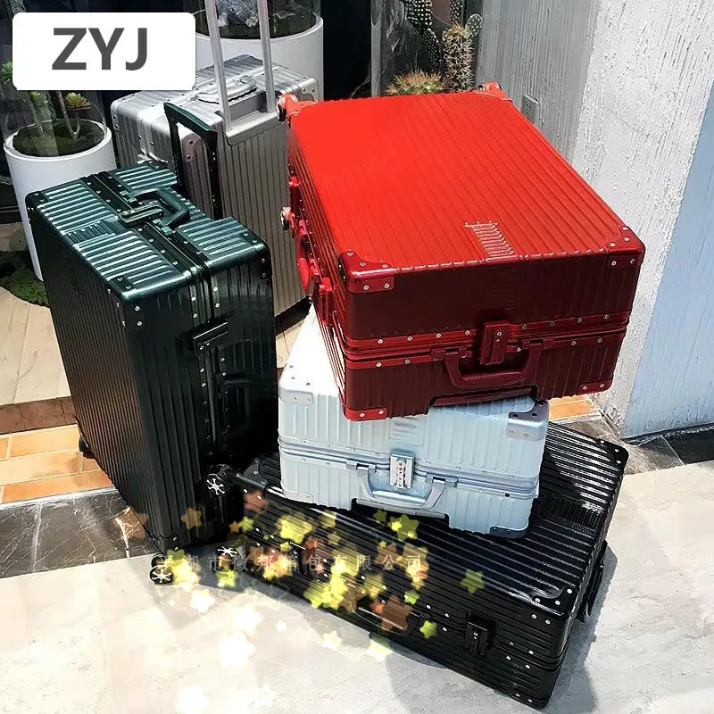 

ZYJ Men Women Travel Trolley Luggages Hard Girls Aluminum Frame Alloy Business Rolling Airplane Luggage 20 24 29 Inch Suitcase