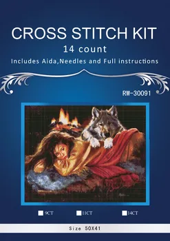 

Top Quality Lovely Hot Sell Counted Cross Stitch Kit Old World Holiday Ornaments Similar DMC RW-3003 angel girl and wolf