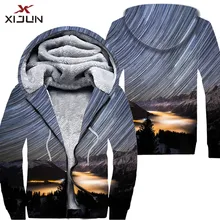 Xijun US SIZE 3D Hoodies Sweatshirts Men Winter Double Fleece Hooded Coat Men's Zipper Jackets Hip Hop Tracksuits Men 2018 