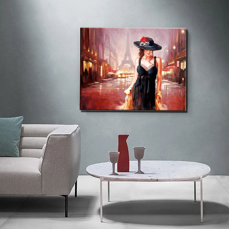 

Pictures By Numbers Black Long Skirt Beauty DIY Drawing Canvas Painting For Living Room Decoration Wall Oil Painting Posters