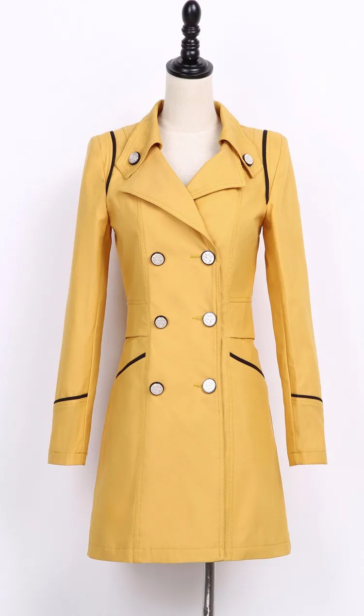 WKOUD пальто для женщин модное двубортное тонкое пальто Женская Осенняя верхняя одежда средней длины повседневное пальто C8053
