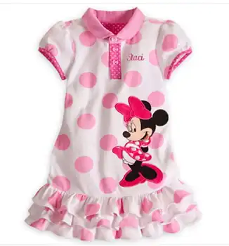 

Cute Baby Girls Dress Cotton Children Kids Cartoon Girls Lapel Dresses One Piece Baby summer Clothing for Minnie Clothes Girl