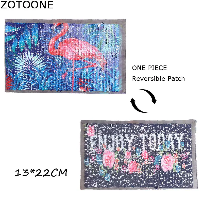 

ZOTOONE Reversible Change Color Sequins Letter Flower Flamingo Patch Sew on Patches for Clothes DIY Patch Applique Clothing Coat