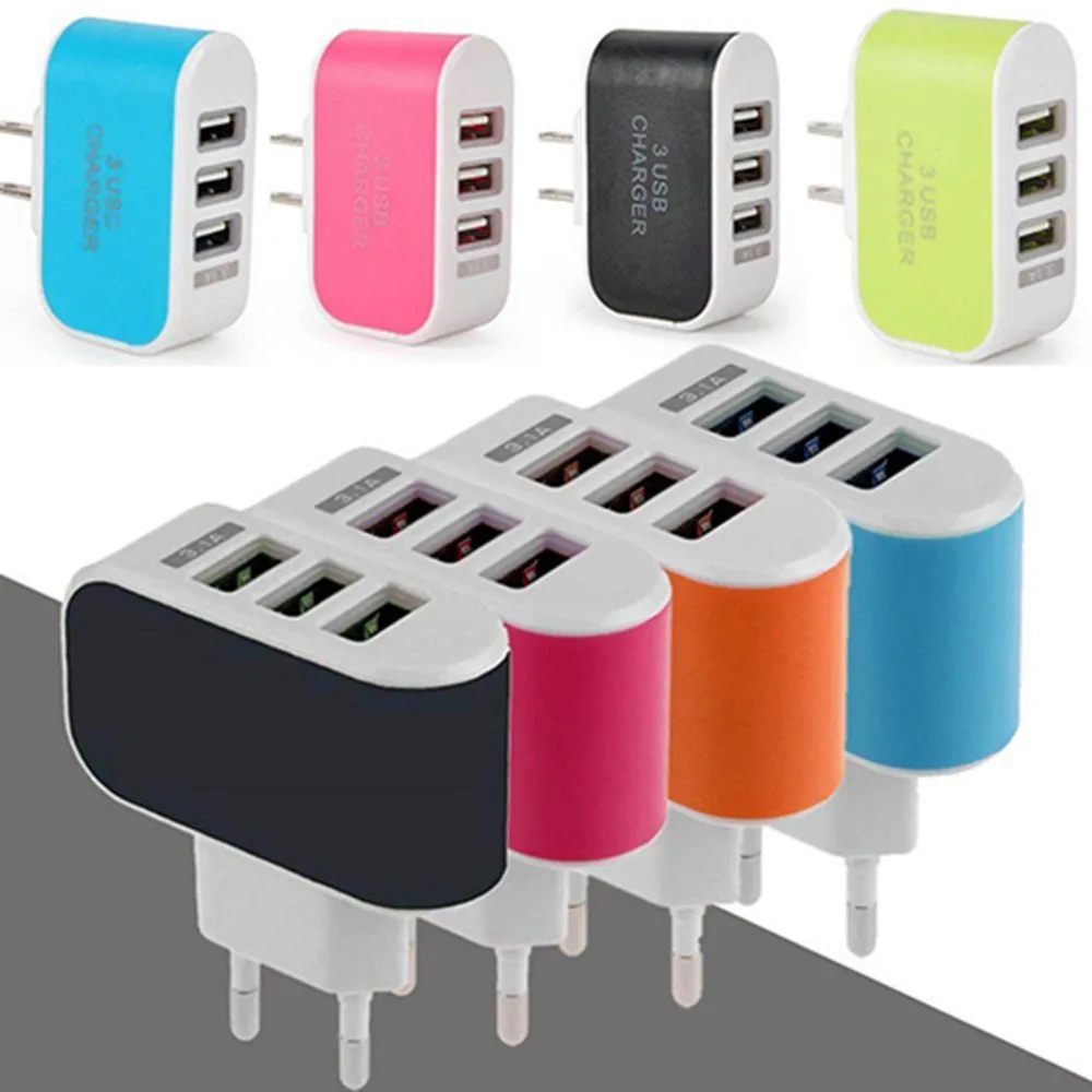 3.1A Triple USB 3 Port Wall Home Travel AC Charger Adapter for Samsung