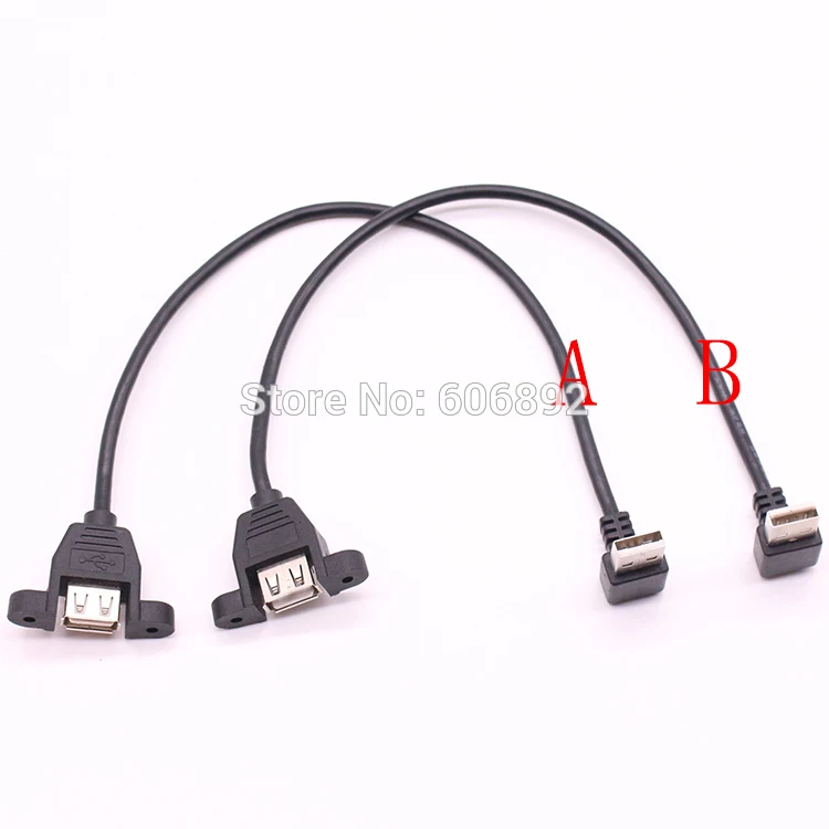 

Free shipping High Quality 30CM 90 Degree Right Angle USB2.0 A Male Connector to Female Extension Cable With Panel Mount Hole