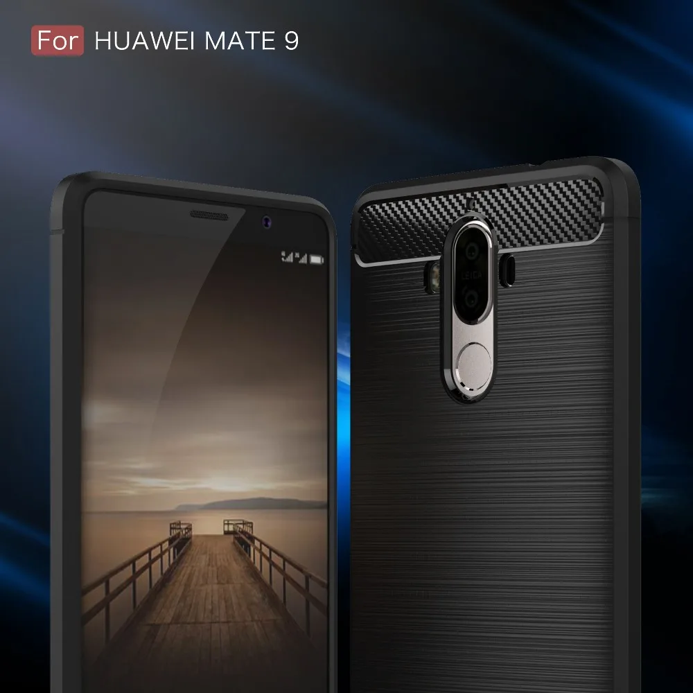 Jsltxdy для Huawei Коврики 9 Телефон Чехол углерода Волокно текстуры щеткой Мягкие