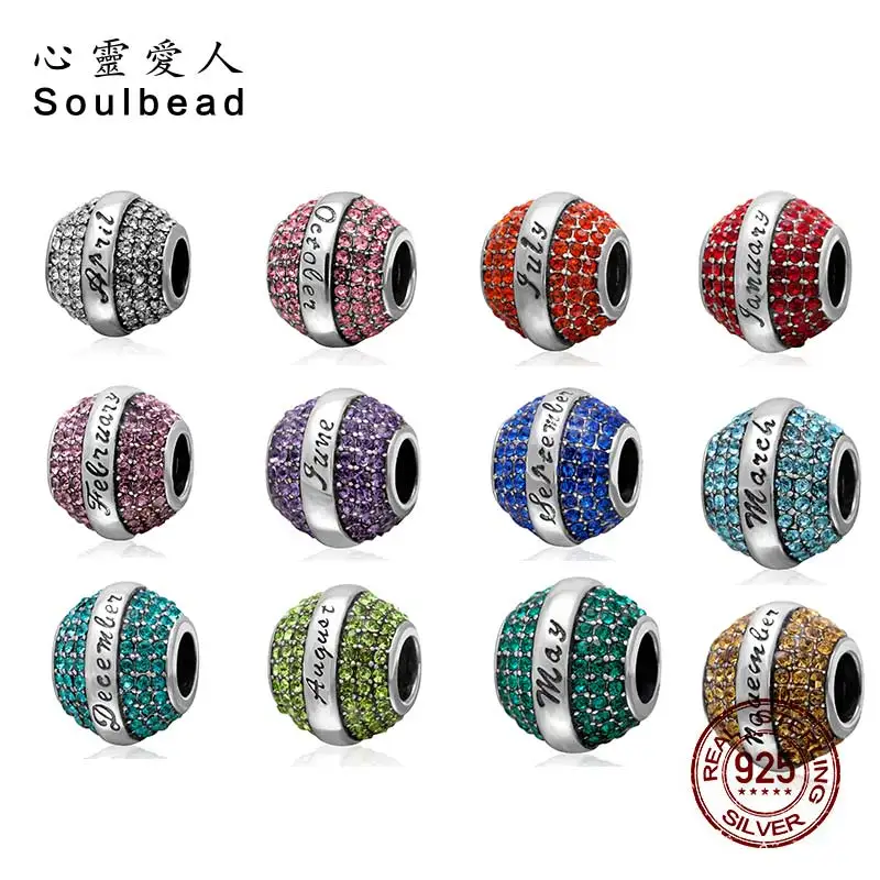 

Soulbead 925 Sterling Silver April Birthstone Round Bead Fit Pandora Bracelet For Friends Family Birthday Present