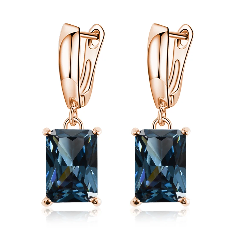 QCOOLJLY Fashion Crystal Stone Vintage Drop Earrings Square Candy Pendant Dangle Earrings for Women Party Wedding Jewelry