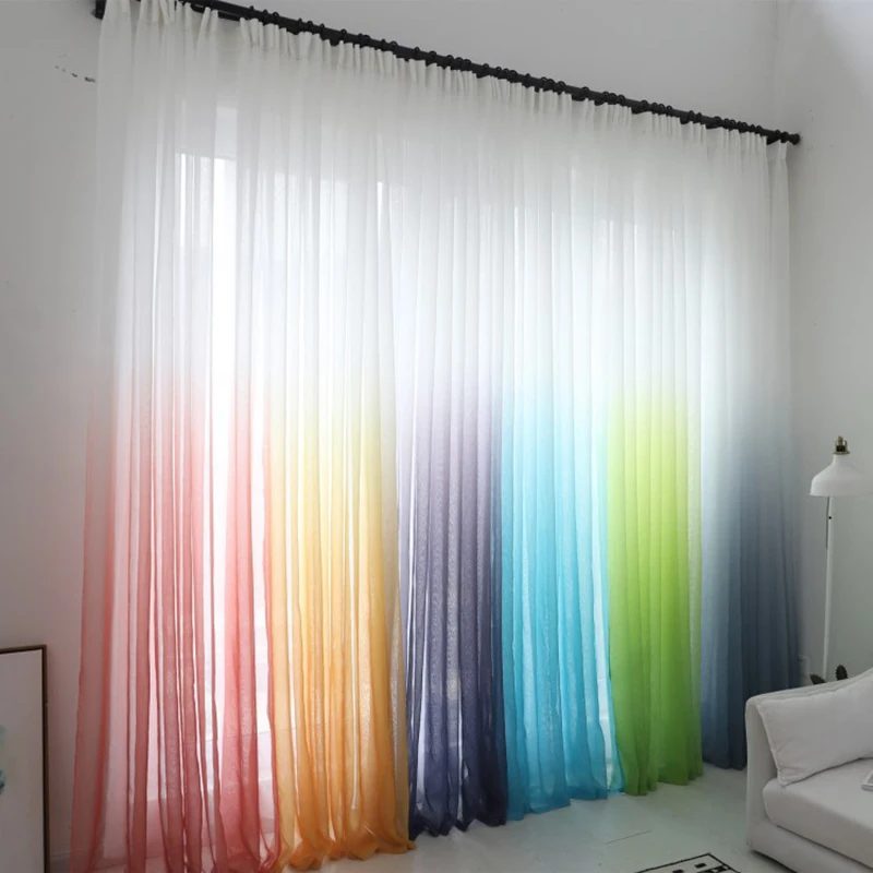 

Single Panels Tulle Curtains For Living Room Window Treatments Modern Style Gradient Color Voile Sheer Curtains (6 Color)