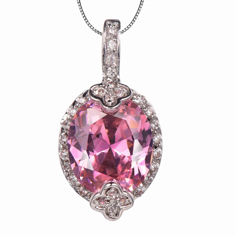 

Pink Crystal Zircon 925 Sterling Silver Newest Fashion Shiny Jewelry Pendant TE684
