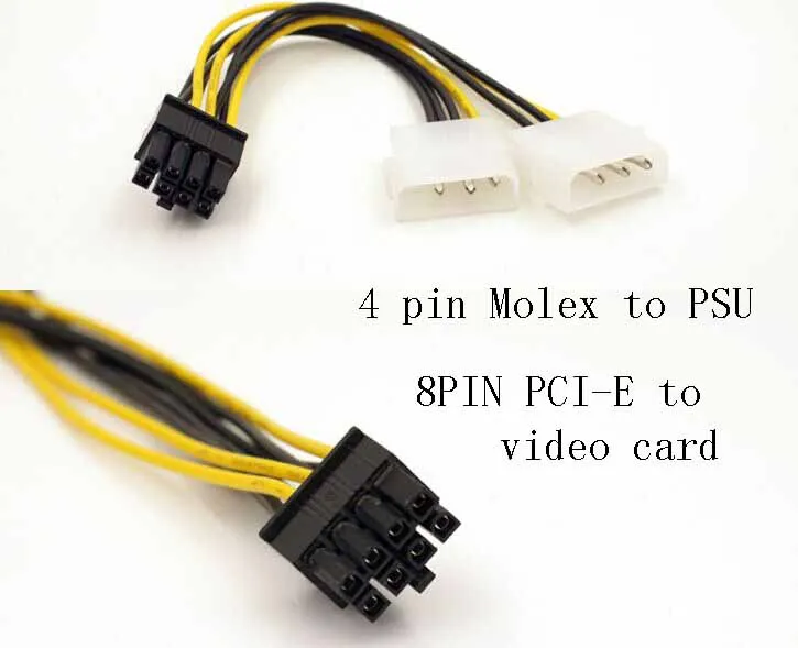 4 pin Molex to 8 pin PCI E Video Card Graphic Card Power Adapter Cable