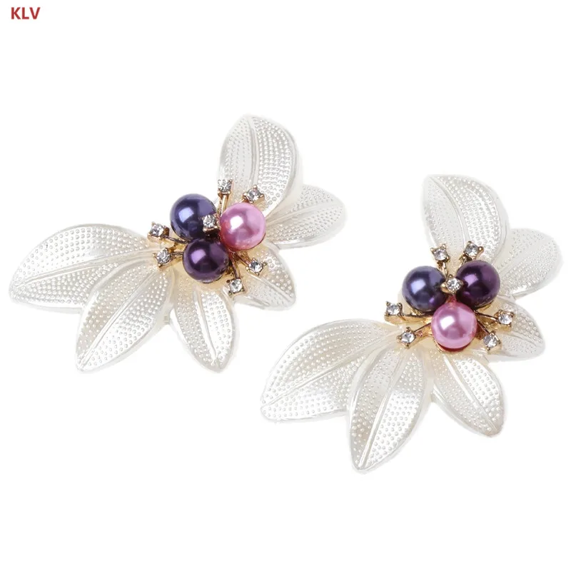 

KLV 1 Pair Shoe Decoration Lady Color Floral Colorful Pearl Ornament Clothes Charms Shoes Supply