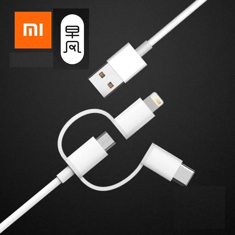 Xiaomi Original 3 in 1 Data Cable 100cm MFI For Lightning Micro USB Type C Official