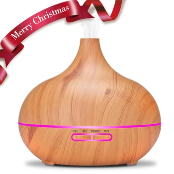 

VVPEC 300ml Wood Grain Electric Air Humidifier Ultrasonic Essential Oil Diffuser For Office Home Aroma Treatment LED Night Light