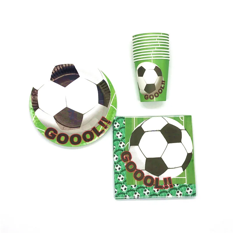 

60pcs\lot Football Baby Shower Happy Decoration Boy Girl Paper Plates Party Cups Kids Favors Napkins Tablecloth Supplies