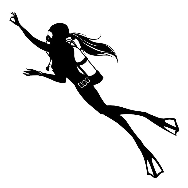16 8 16 4cm Special Decal With Scuba Diving Movement Cartoon Characters Of Female Diver Stickers C7 0045 Decal Products Decals Autodecals Made Aliexpress