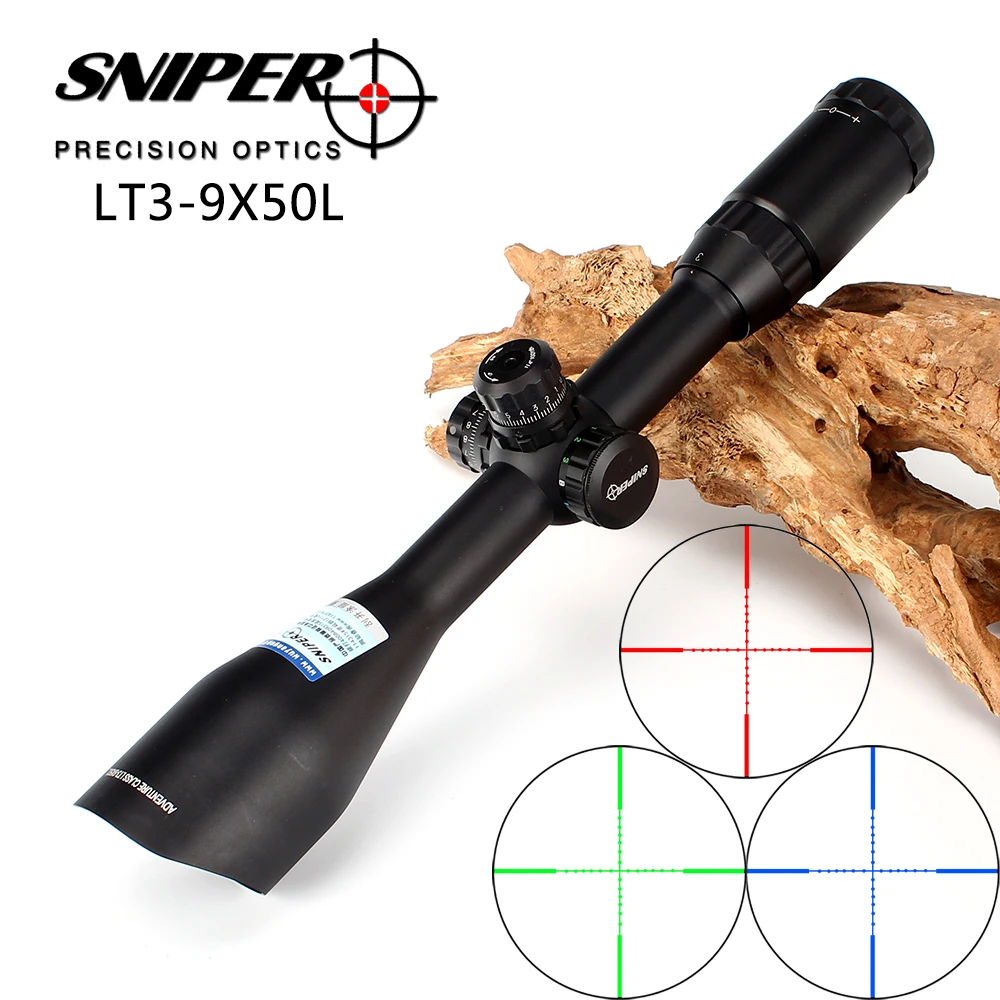 

Hunting Riflescope SNIPER LT3-9X50L Angled Integral Sunshade Full Size Tactical Optical Sight Mil dot Locking Rifle Scope