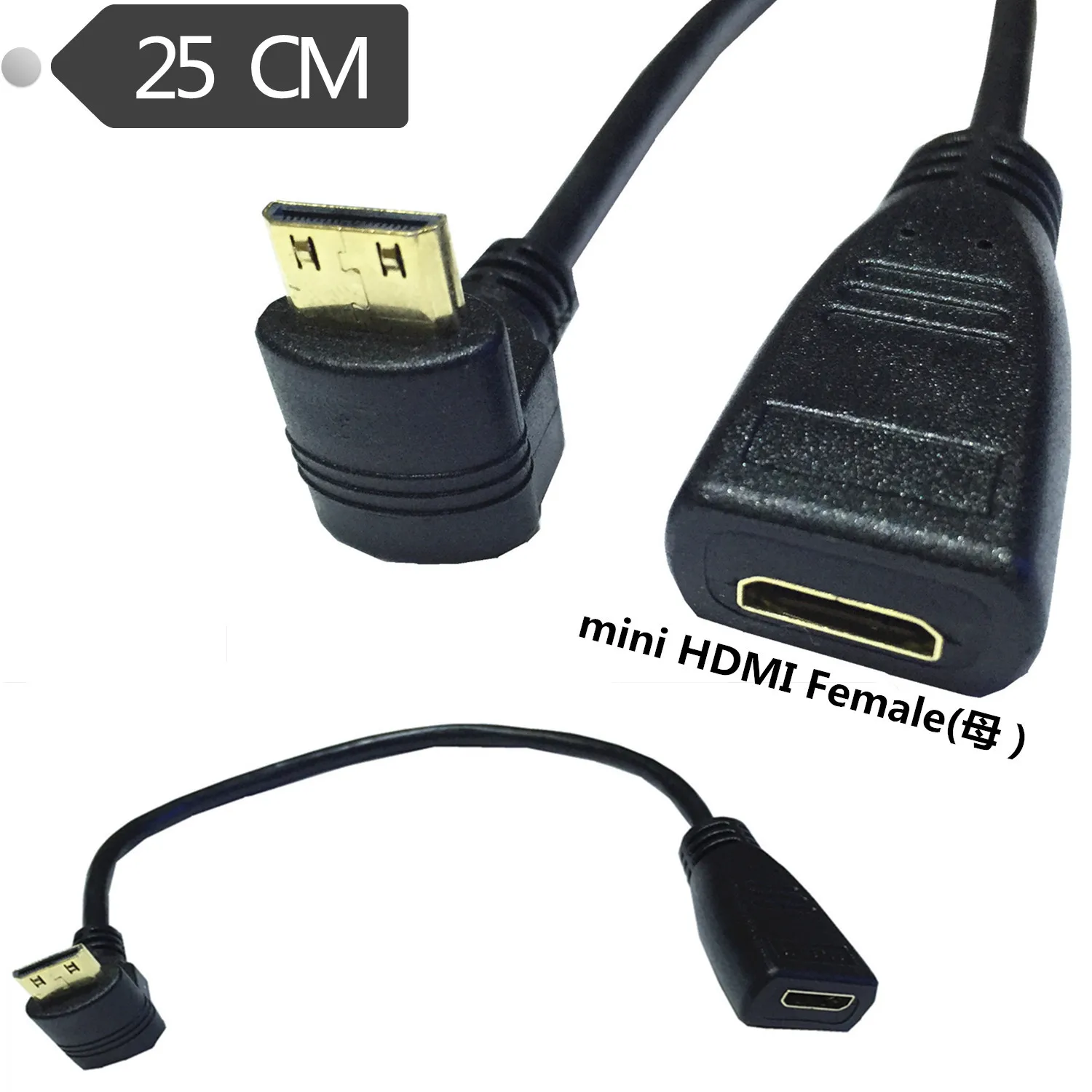 90 degreedeg изгиб Угловой Мини HD революция Женский Удлинительный кабель mini HDC типа C