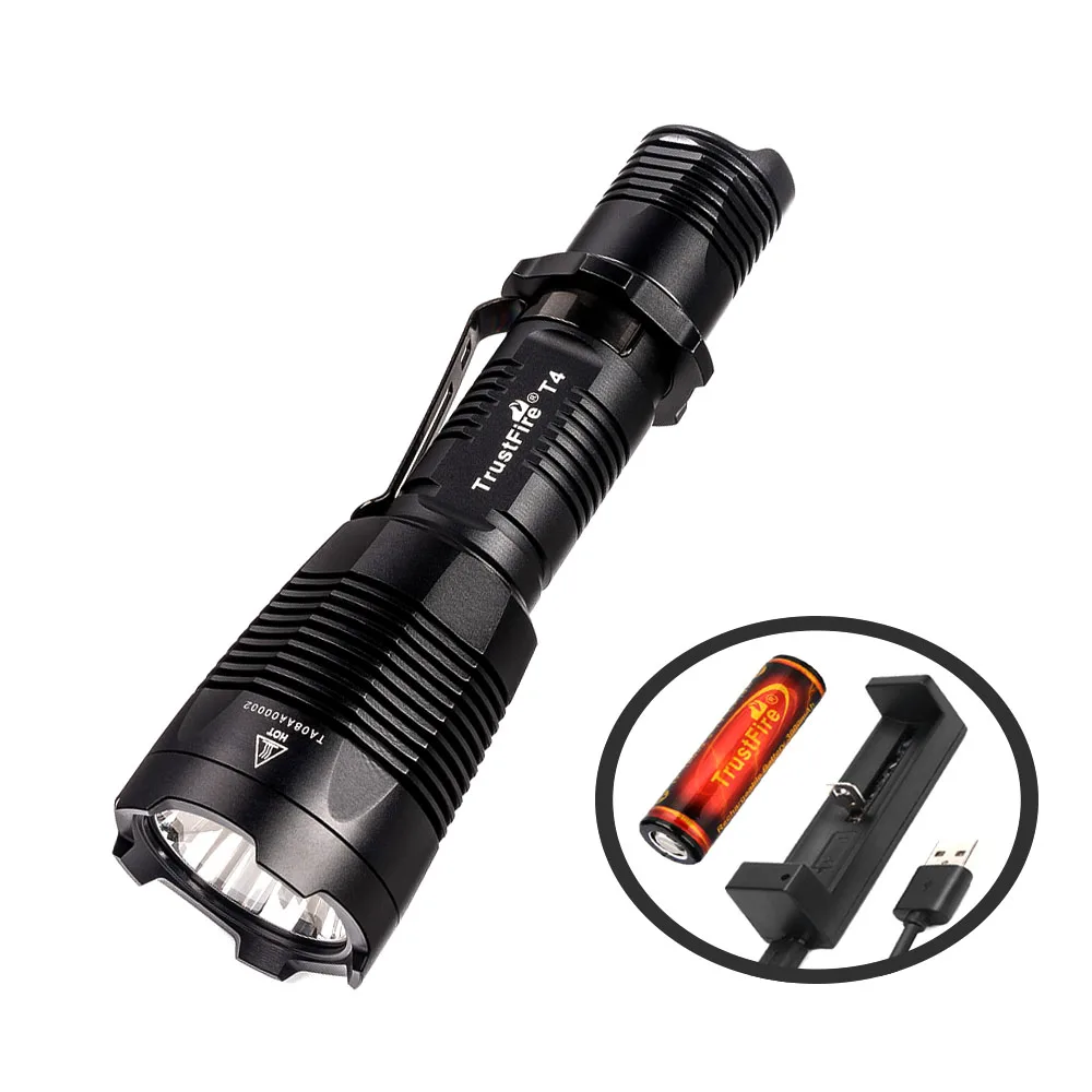 

TrustFire T4 XPL-HI-V3 LED Tactical flashlight 5Modes Powerful 1000LM Led Flashlights Portable Light Rechargeable Torches