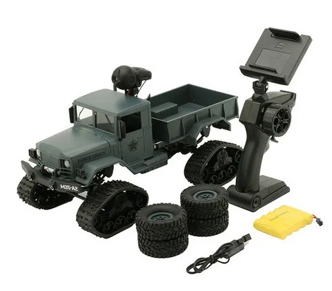 WiFi HD Camera Real-time Transmission RC Car 4WD 2.4G Replaceable Tire High Speed Military Truck VS WPL B-16 Tracked Snow | Игрушки и