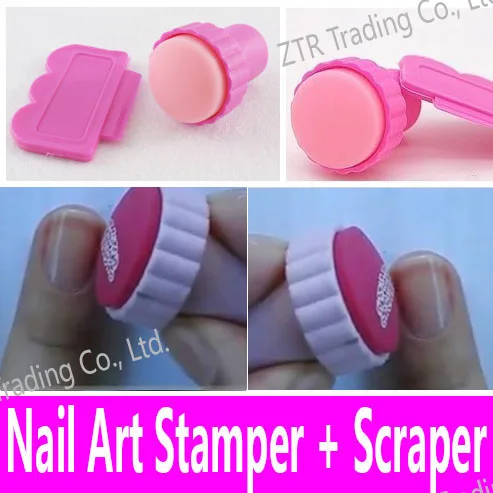 

Stamping Stamper + Scraper Set for Polish Nail Art Decoration Tool Kit for Kids Girls Women Soft Squishy Rubber Pad Stencils
