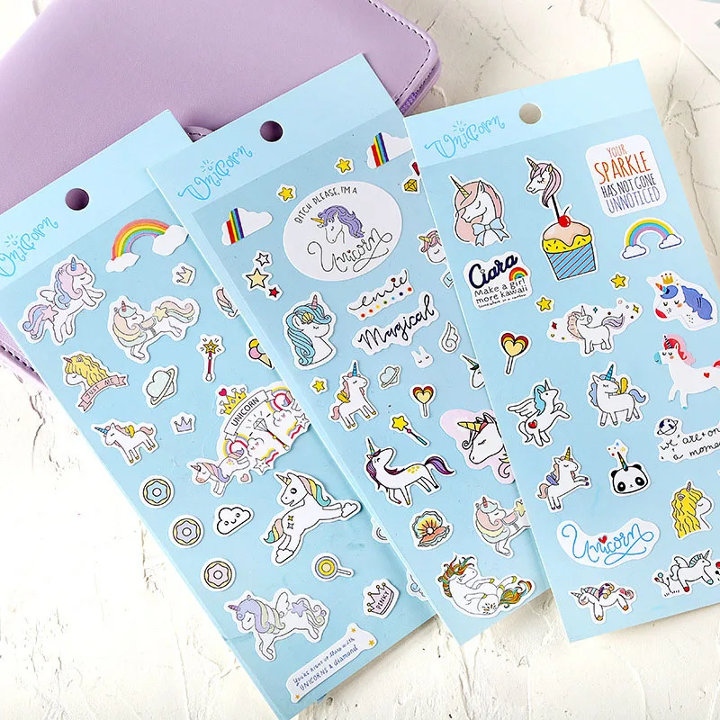 

1pc Cute Cartoon Animal Magic Unicorn Decorative Sticker DIY Scrapbooking Rainbow Stick Label Diary Album Stickers Stationery