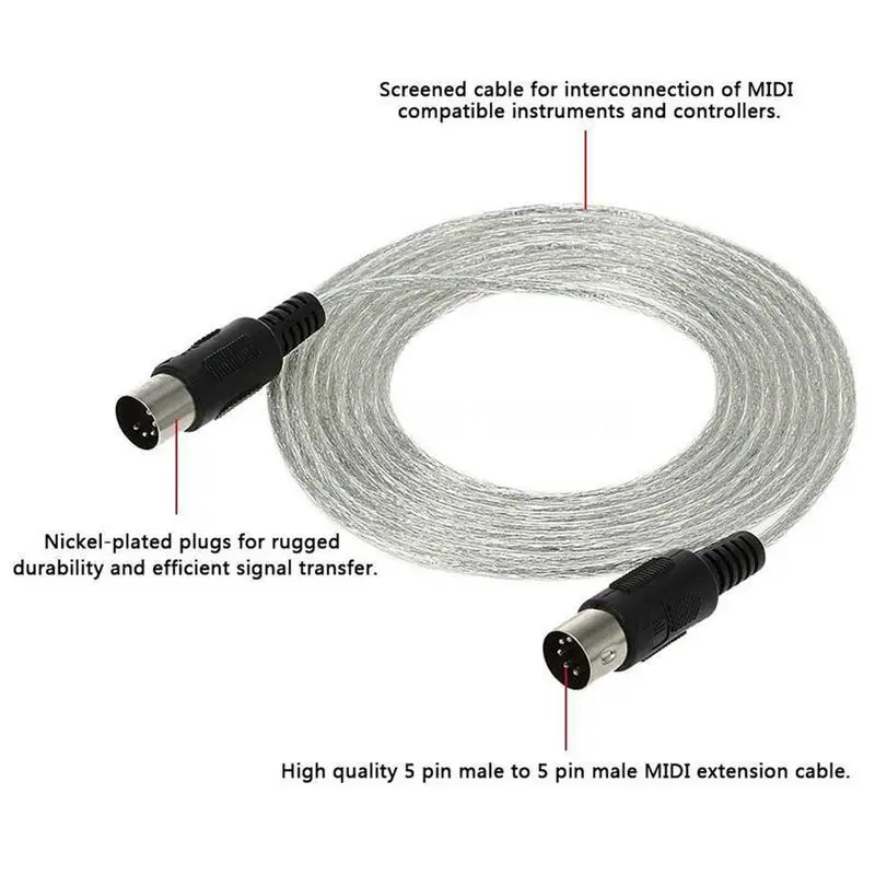 Удлинительный кабель MIDI 3 м/9 8 Фута для пианино переходник с интерфейса на USB