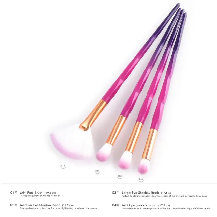 

4PCS Makeup Brush Eyeshadow Powder Foundation Nylon Colorful Multicolor Lip Make Up Brushes Kit Cosmetic Brushes Nov 28