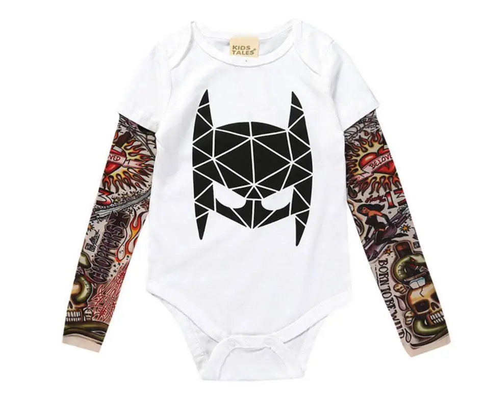 

0-3yrs Baby Boys Girls Rompers New 2018 Unisex Tattoo Sleeve Toddler Jumpsuits For Kids Baby Fashion One Piece Clothes