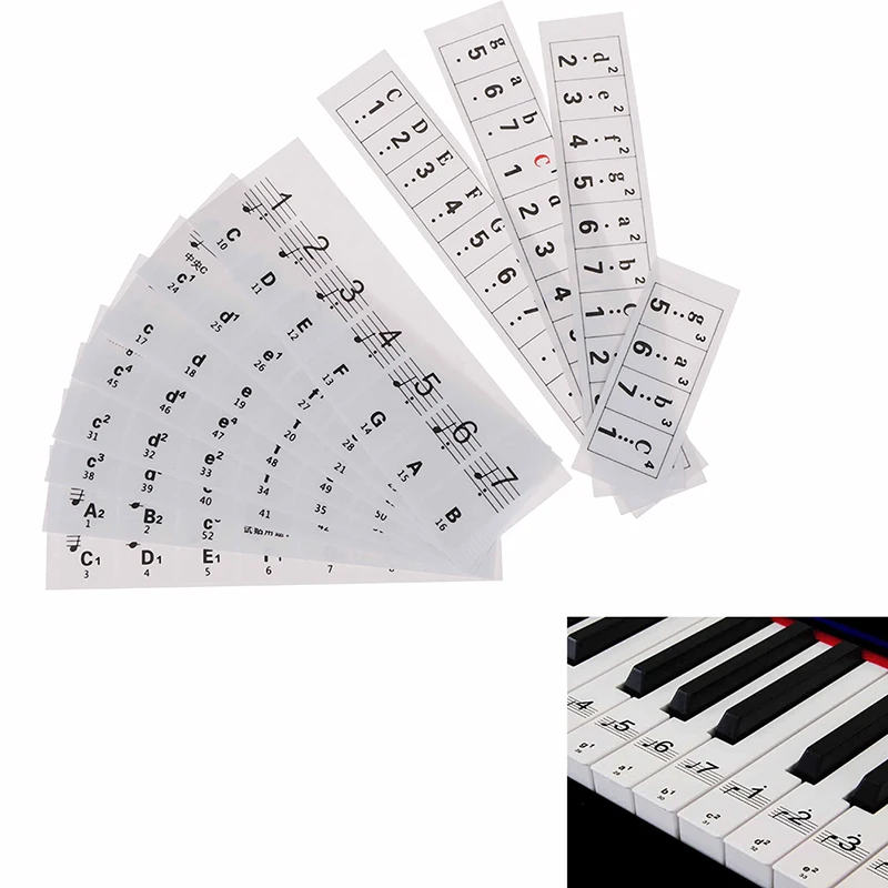 1 set electronic keyboard stickers music decal label note learn