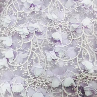 10 цветов, сетчатая пряжа, 3D вышивка, шифоновое с цветочным кружевом, ткань, сетчатый материал, 130 см, сделай сам, свадебное платье, аксессуары для одежды - Цвет: Light purple