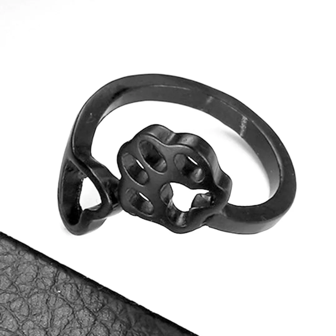 Charming Elegant Women Love Heart Adjustable Rings Fashion Cute Dog Pet Paw Print Beauty Hollow Open Ring Lovely Animal Jewelry