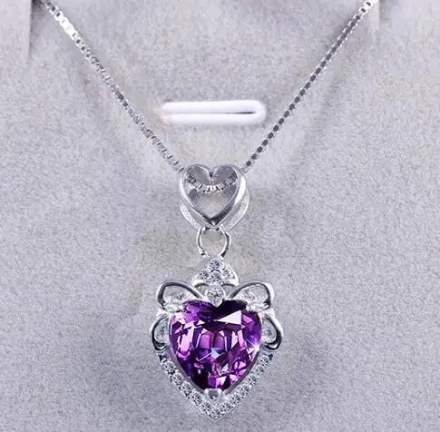 

free shipping S925 silver with natural purple crystal pendant necklace choker for women beautiful necklace big sale