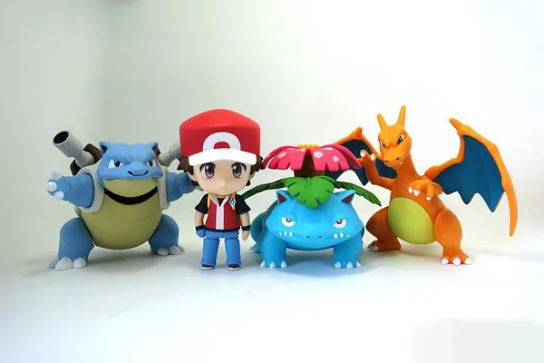 

HKXZM Anime Figure 10CM Cartoon Pikachu Ash Ketchum Charmander Blastoise PVC Figure Toys Collectible Model Gift