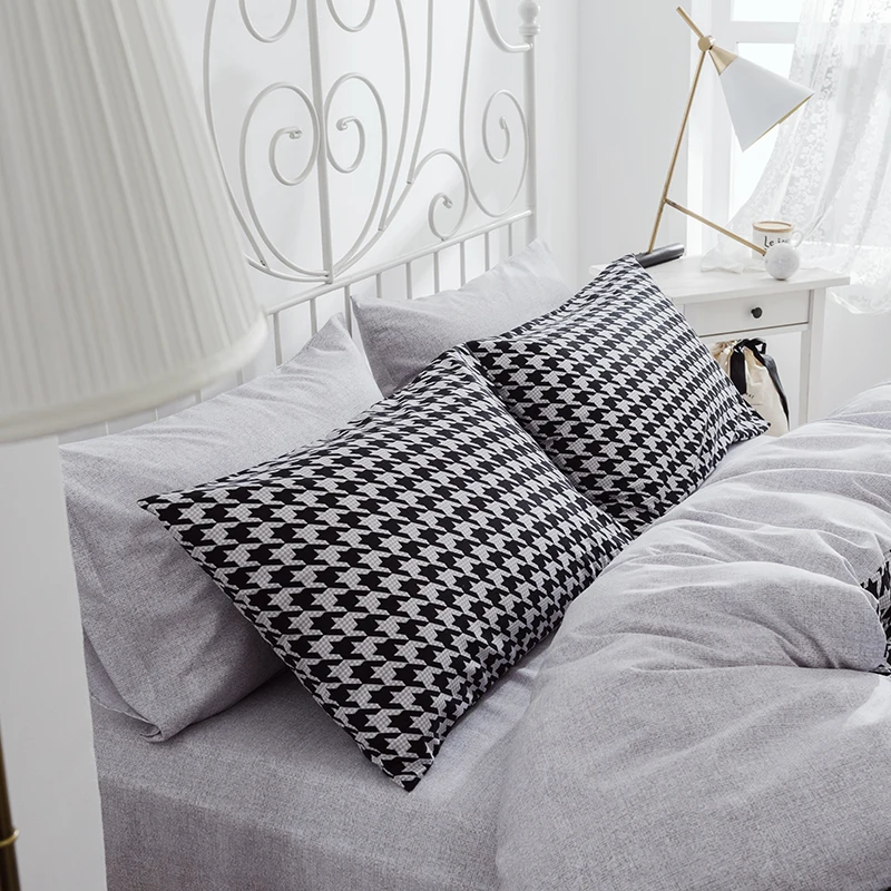 Liv-Esthete, классический Комплект постельного белья с рисунком «гусиная лапка», современный пододеяльник, простыня, наволочка, двуспальное постельное белье для взрослых