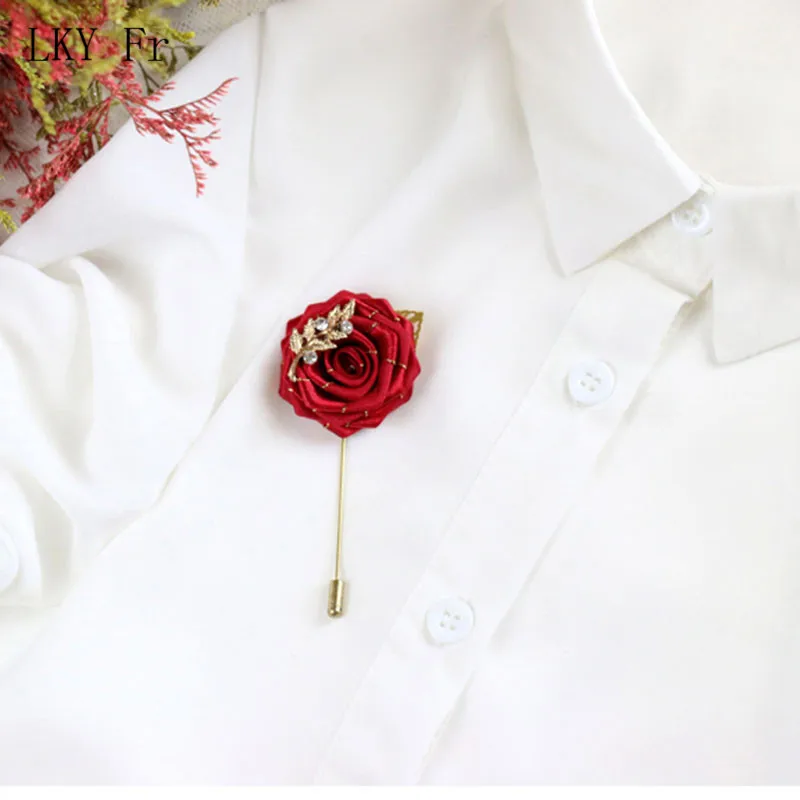 LKY Fr искусственный цветок шелковые розы ручной работы Свадебный корсаж булавка Цветы для женщин брошь жених бутоньерка для мужчин Выпускной Свадебные цветы